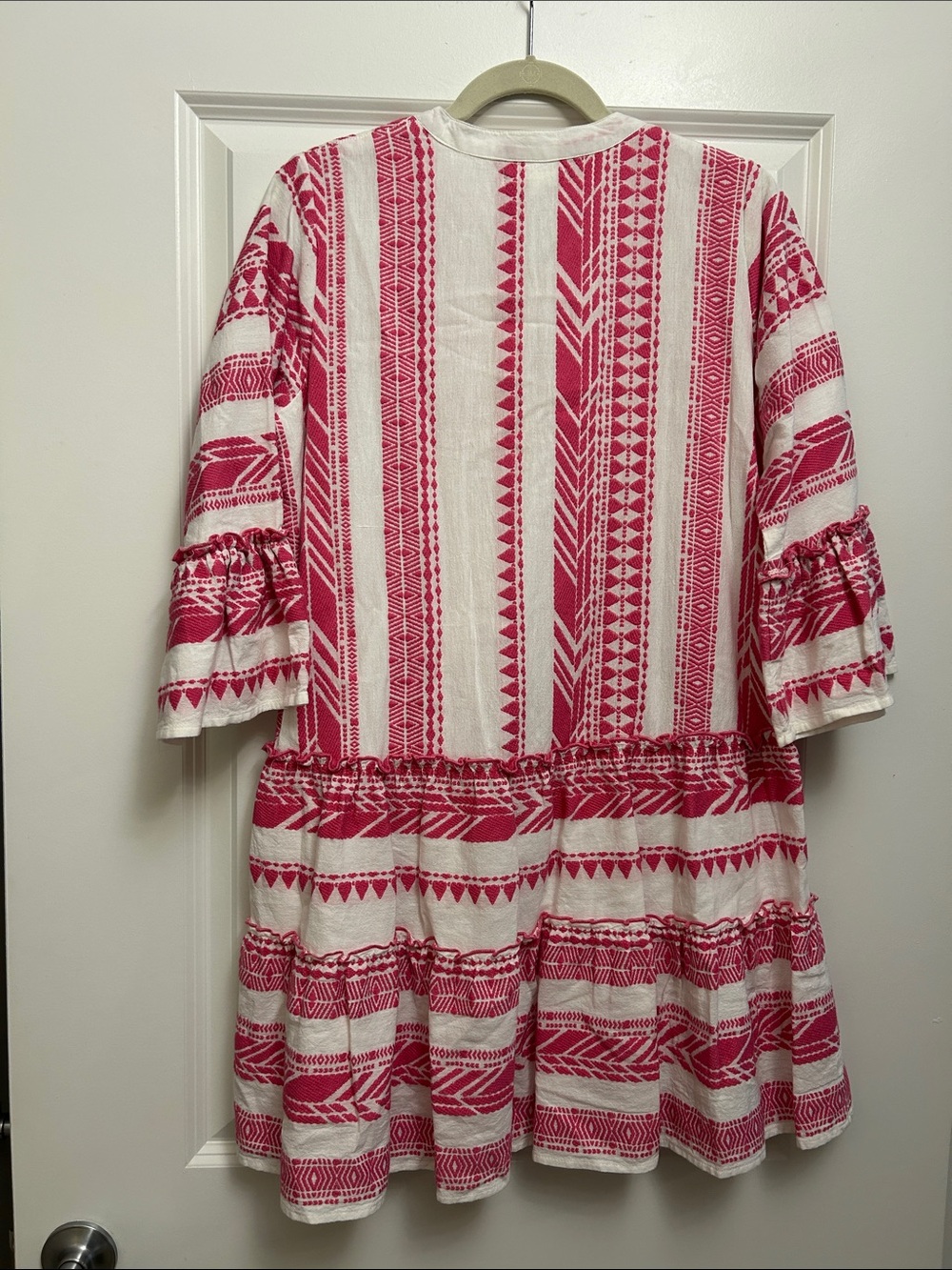 THML Pink & White Printed Tiered Mini Dress - Picture 3 of 4